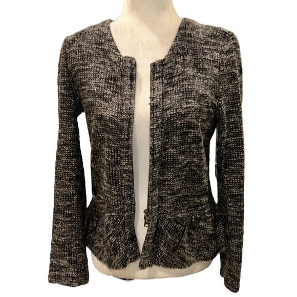 J. Crew Boucle Tweed Peplum Black Gray White Cropped Blazer - S - Picture 14 of 14
